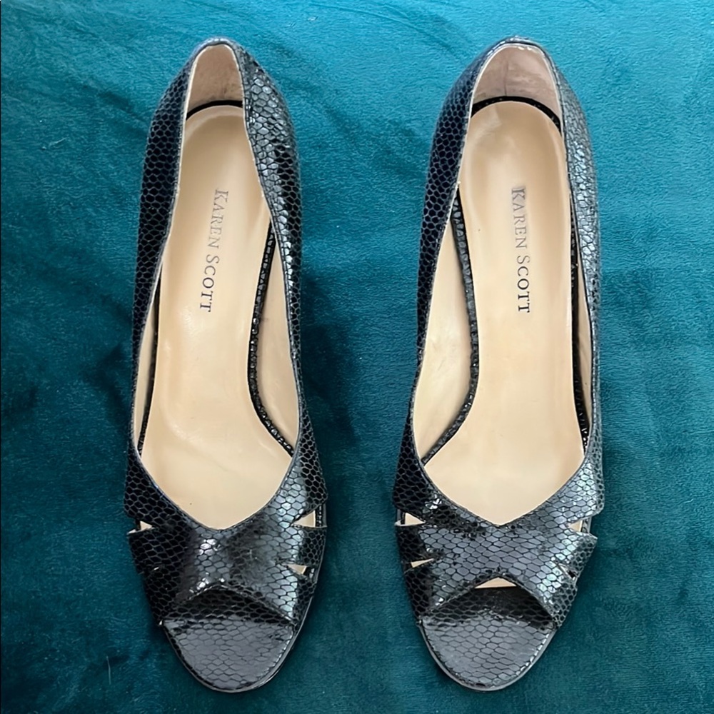 Karen Scott Black Snake Skin Heels Size 7.5